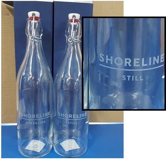 ETCHED GLASS WATER BOTTLES